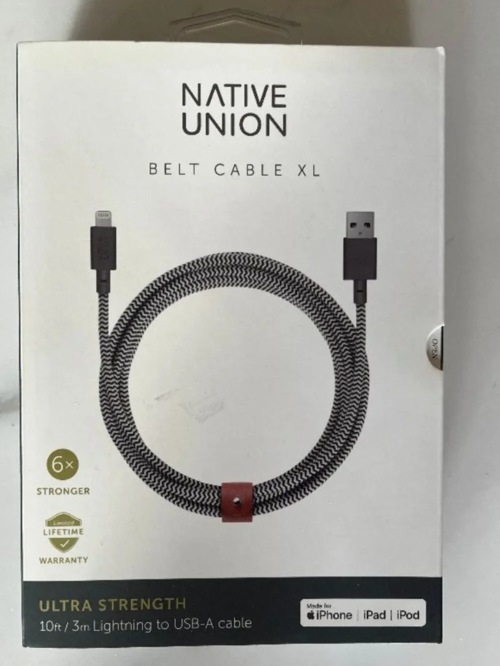 New Unopened Native Union 10 FT. Belt Cable for iPhone, iPad & iPod